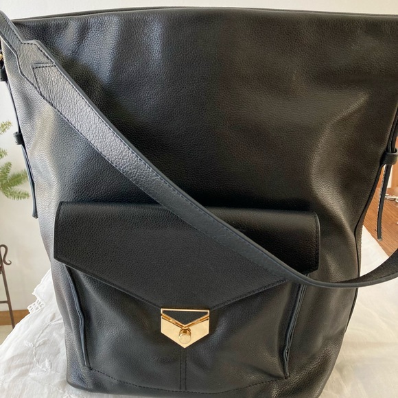Stella & Dot COVET Black Leather Bucket Bag